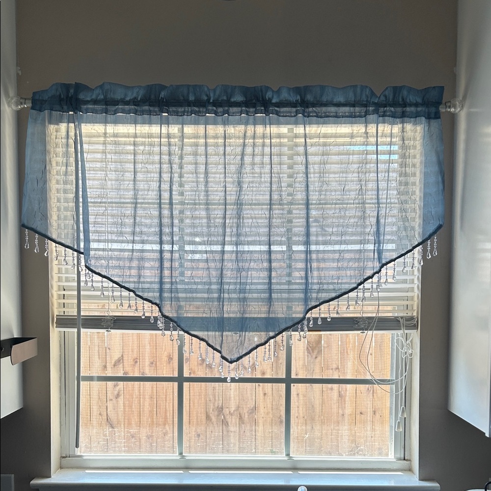 Elegant Blue Sheer Window Valance